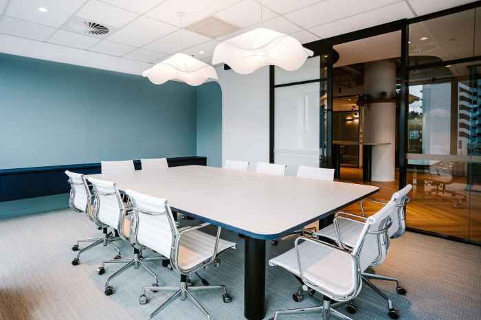 Room design glass conference black wall meeting table office ideas white large top layout